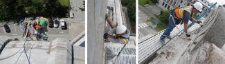 Photo of workers cleaning the dome in 2012