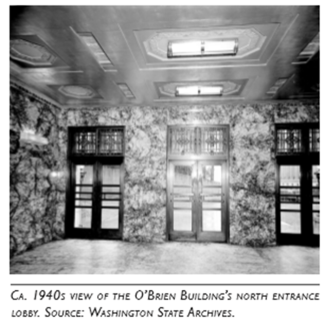 Interior view of the North Entrance of the O'Brien Building circa 1940