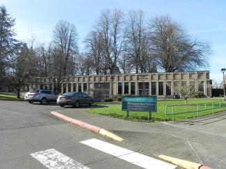 Looking at the northeast side of the State Archives Building