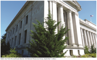 Color photo of the Southwest side of the Temple of Justice