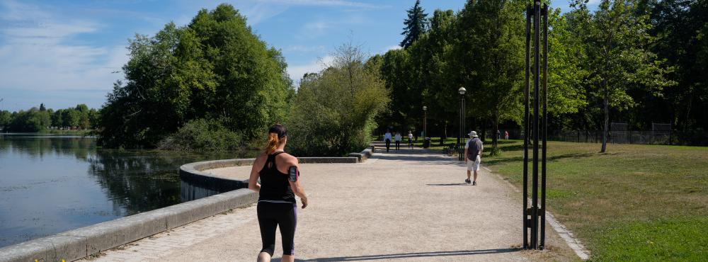 People using the walking trail in Heritage Park