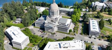 An aerial view of the Legislative Building. Photo credit: Dan Ellis of Hoffman Layout and Modeling